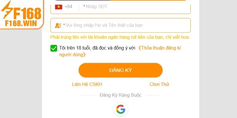 Những tiêu chí trước khi đăng ký F168