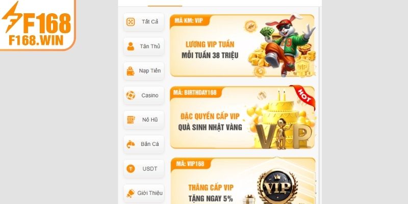 Chương trình ưu đãi tại game bài F168 