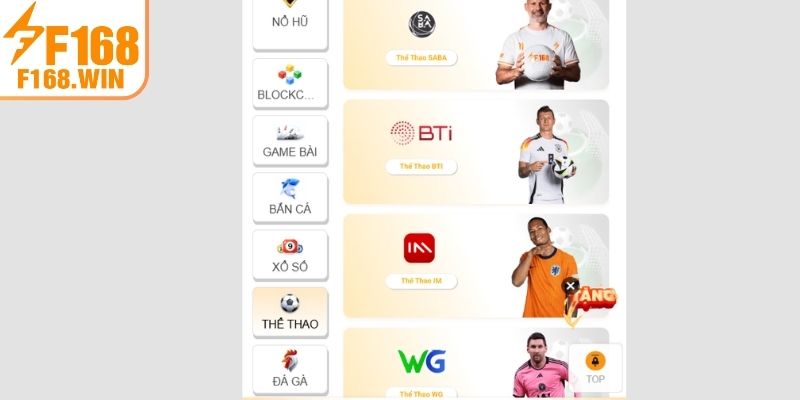 Tổng quát về sảnh Thể Thao F168